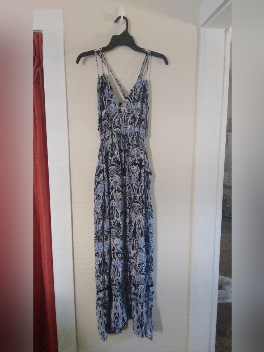 Sea Gypsies Maxi Dress Tank Cut Outs Blue Floral Swim Cover Vacation Resort